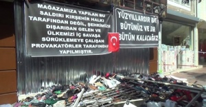 Kırşehir’de yakılan iş yerinde anlamlı pankart