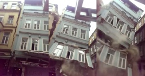 Beyoğlu’ndaki bitişik binalar böyle çöktü!