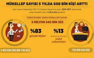 Mükellef sayısı 5 yılda 608 bin kişi arttı