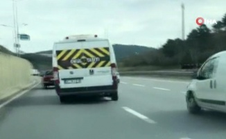 Okul servisiyle makas atan trafik magandası kamerada