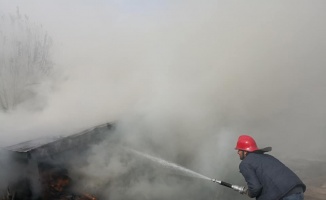 Bolu’da çıkan yangın traktör ve odunluğu küle döndürdü