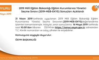 MEB-EKYS sonuçları açıklandı