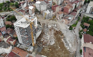 Yıkım çalışmalarındaki son durum havadan görüntülendi