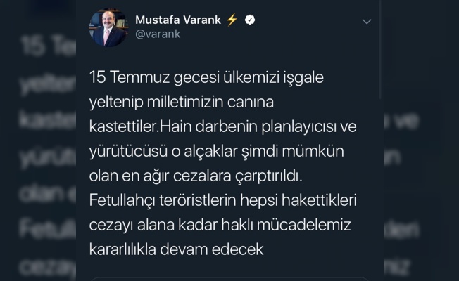 Bakan Varank’tan Çatı Davası paylaşımı