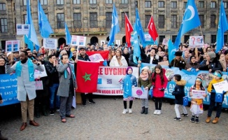 Hollanda'da Doğu Türkistan protestosu