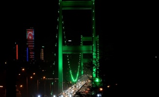 İstanbul'un köprüleri 'serebral palsi' için yeşile büründü