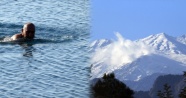 Antalya’da kar manzaralı deniz keyfi
