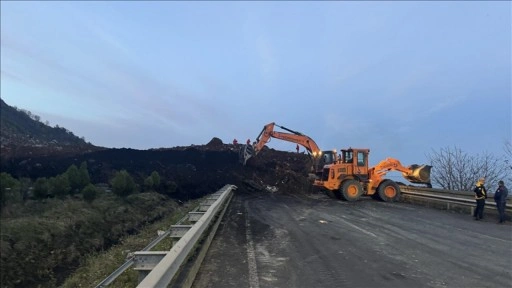 Artvin'de heyelan sonucu Karadeniz Sahil Yolu ulaşıma kapandı