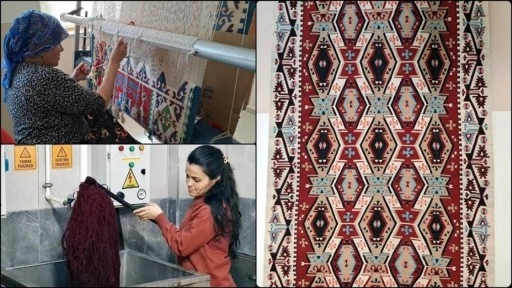 Beypazarı HEM'de eski kilim parçasından yola çıkılarak kök boya ile yeni kilim dokundu