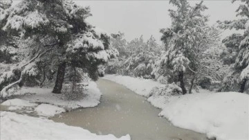 Çanakkale'nin yüksek kesimlerindeki köy yollarında karla mücadele