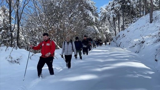 Çorum'da yüzeyi buzla kaplanan Yeşil Göl ziyaretçilerini ağırlıyor