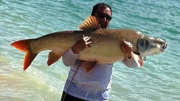Elazığ'da amatör balıkçı 39 kilogramlık turna balığı yakaladı