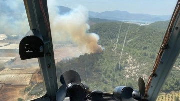 İzmir'de seraların bulunduğu bölgede başlayıp ormana sıçrayan yangın kontrol altına alındı