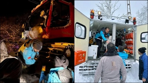 Kar nedeniyle yolu kapanan köyde solunum sıkıntısı çeken hastanın imdadına UMKE yetişti