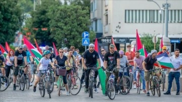 Karadağ'da Filistin'e destek için bisiklet konvoyu oluşturuldu