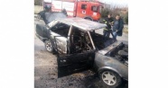 LPG’li araç okul önünde alev alev yandı