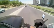 Motosiklet kazası kask kamerasında!