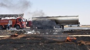 Nusaybin'de ham petrol yüklü tanker yandı