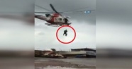 Selde mahsur kalan vatandaşlar helikopterle kurtarıldı