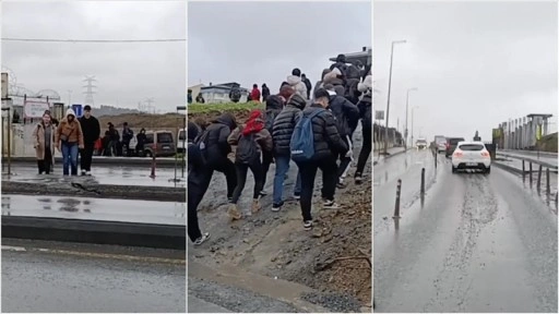 Sultangazi'de öğrenciler üst geçit çalışmasının tamamlanmasını istiyor