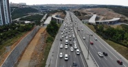 TEM’deki trafik yoğunluğu havadan görüntülendi