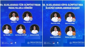 Türk öğrenciler uluslararası kimya ve fizik olimpiyatlarından madalyalarla döndü