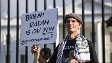 Washington'da konferansa katılan Biden'a Gazze protestosu