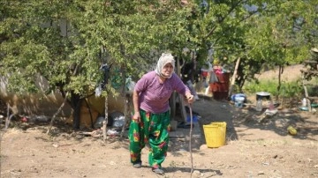 Yaşlı kadın kuru otları temizleyerek evini orman yangınından kurtardı